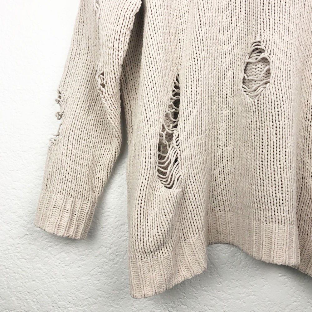 DREAMERS BY DEBUT | Distressed Cream Soft Sweater - Picture 9 of 9